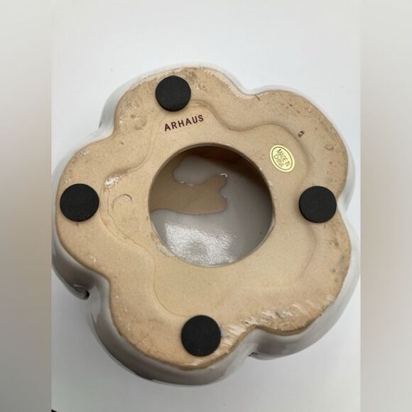 Arhaus White Lotus Water Lily Ceramic Centerpiece HEAVY Candle Holder - Picture 3 of 9